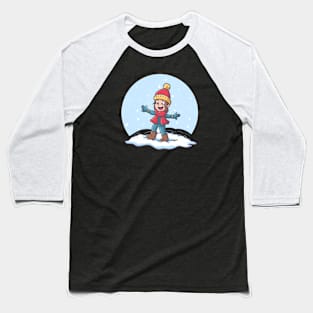 Little girl and snow Baseball T-Shirt